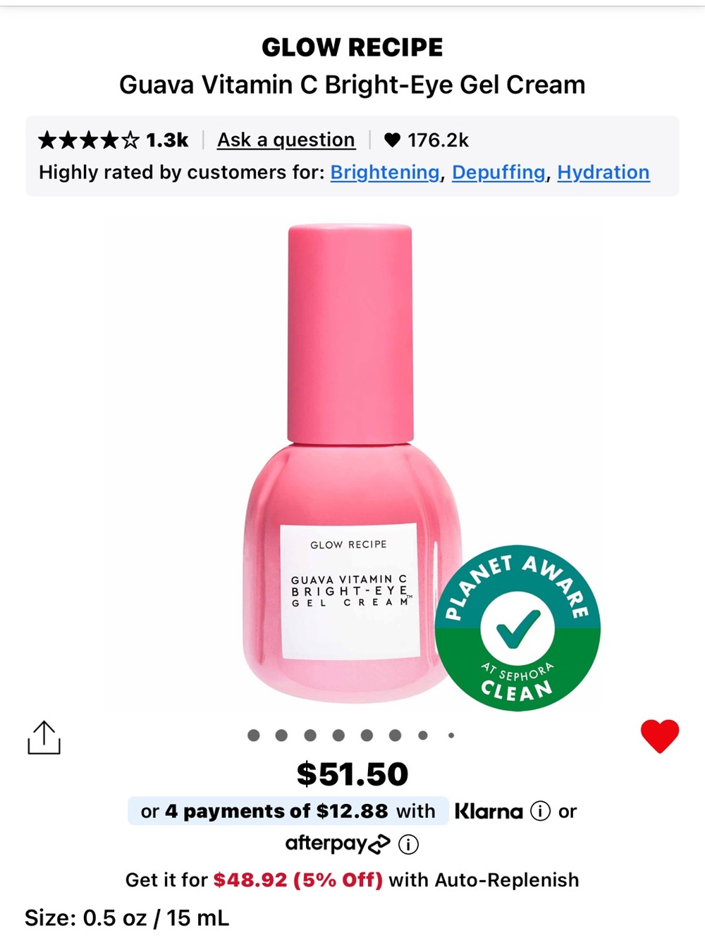 Glow Recipe Pink Guava Vitamin C Bright-Eye Gel Cream